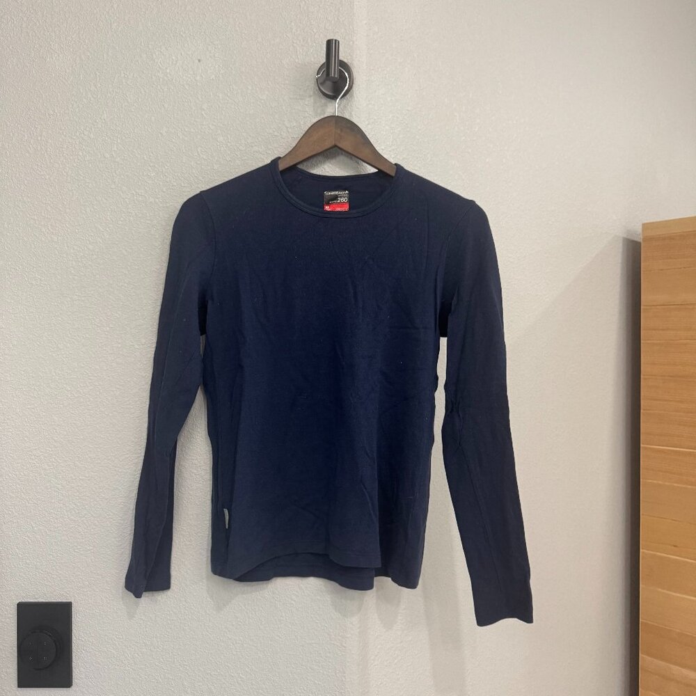 Icebreaker Women's 260 Tech Long-Sleeve Crewe Base Layer Top Midnight Navy Sz M